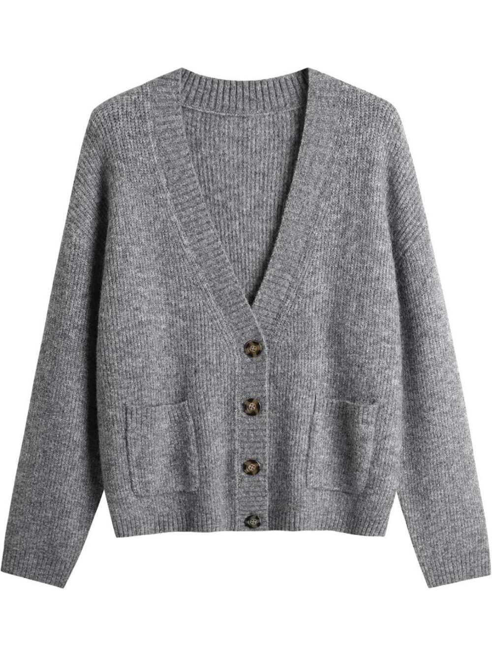 Cozy Women's Open Front Knit Cardigan Sweater - Long Sleeve, V Neck, Button Down